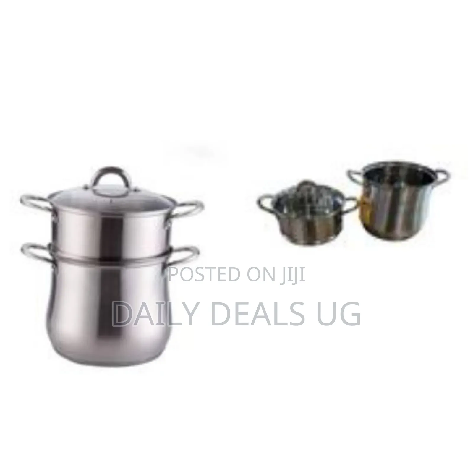 2 Tier Aluminum Non-Electric Food Steamer for Steaming Matooke
