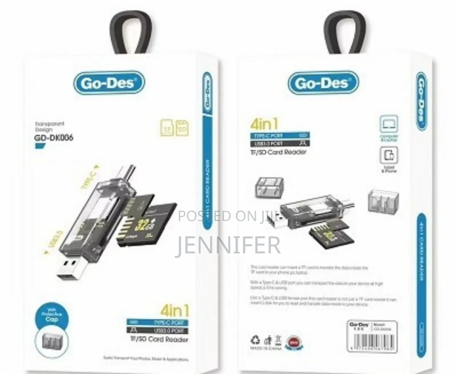 Go-Des Gd-Dk006 Transparent Design 4-in-1 Tf/Sd Card Reader