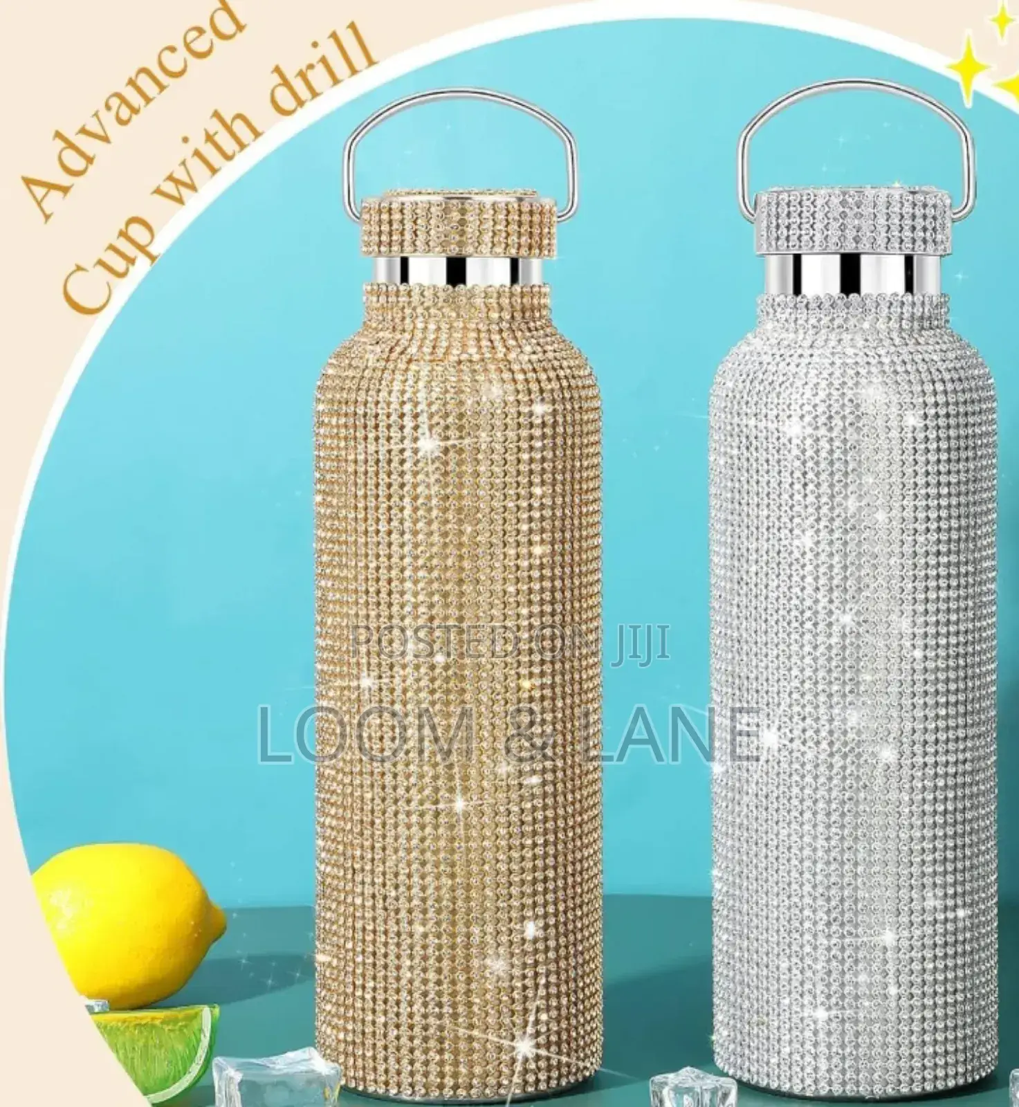 Sparkling Rhistone Covered Stainless Steel Water Bottle