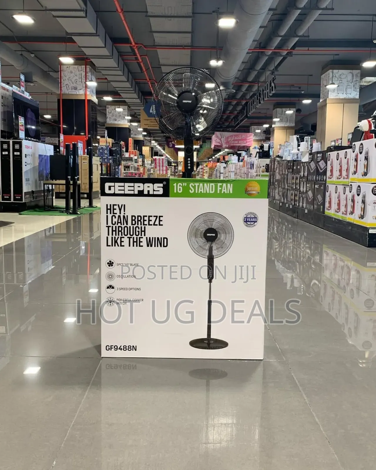Geepas 16" Stand Fan Gf9488-black