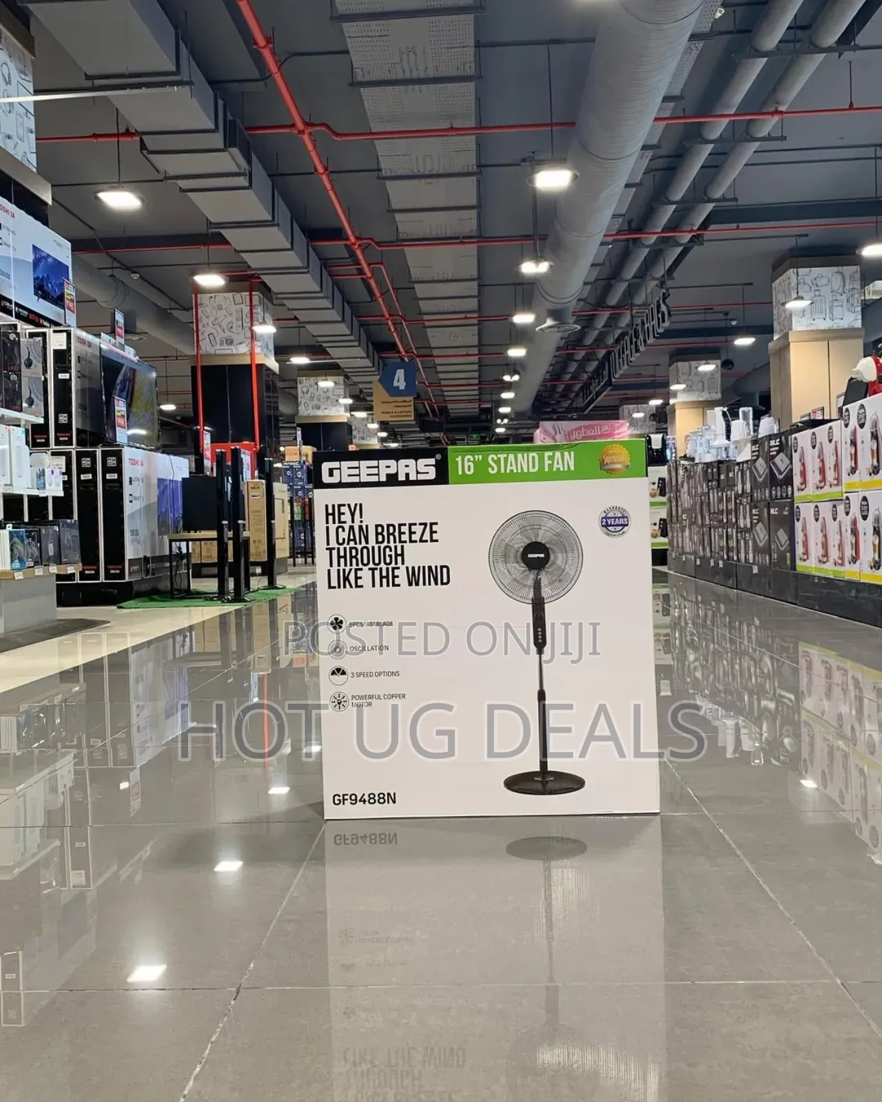 Geepas 16" Stand Fan Gf9488-black