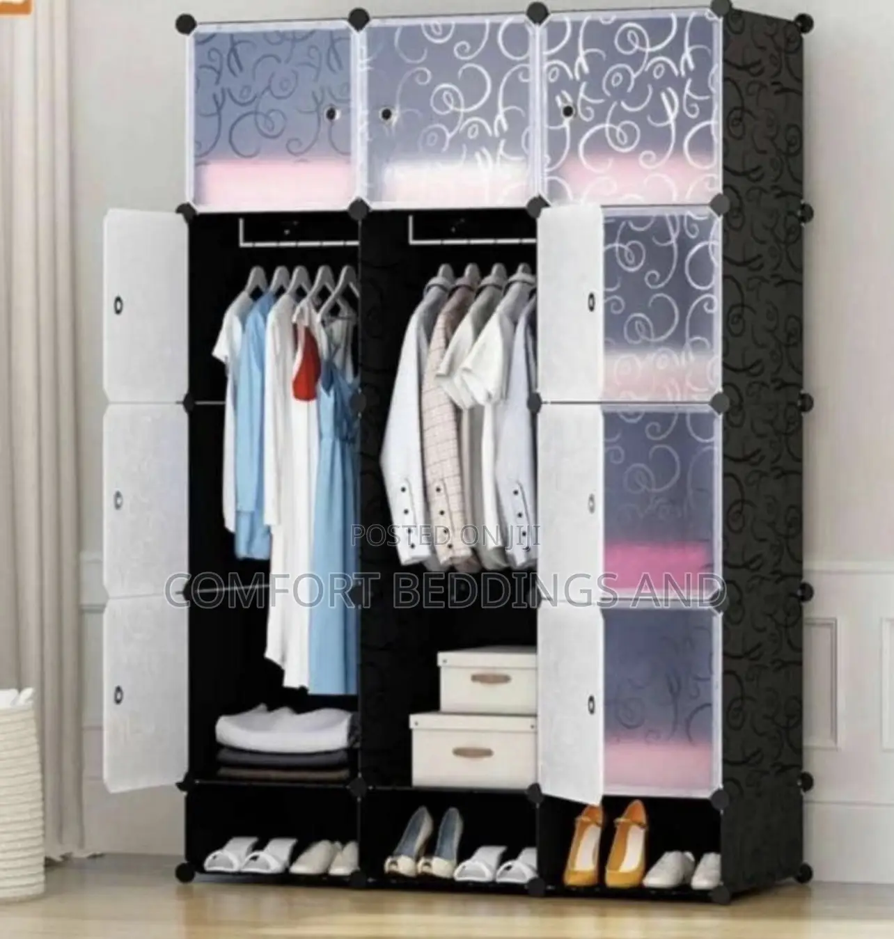 Three Column Plastic Closet Black