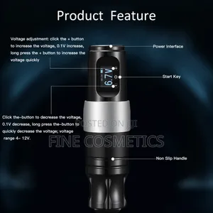 2 Batteries, Top Quality Rechargeable Wireless Tattoo Machine Gun