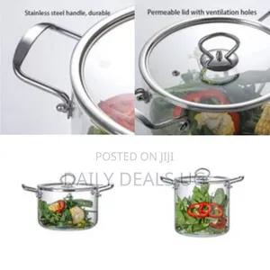 Clear Glass Saucepan / Cooking Pot With Lid - Transparent