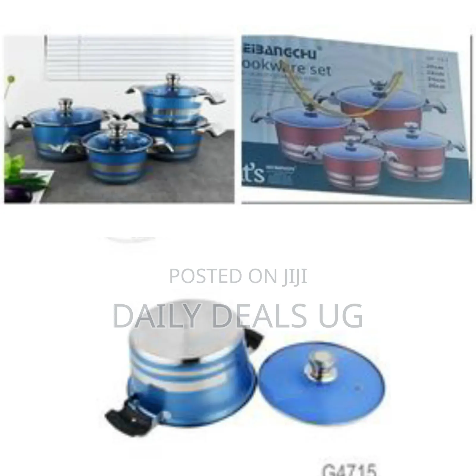 Vibrant Blue Silver Stainless Steel Cookware Set