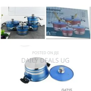 Vibrant Blue Silver Stainless Steel Cookware Set