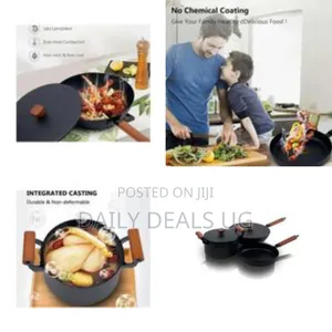 Premium Non-Stick Cookware Set With Wood-Accented Handles (3-Piece)