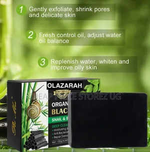 Organic African Black Soap Snail Bamboo Charcoal