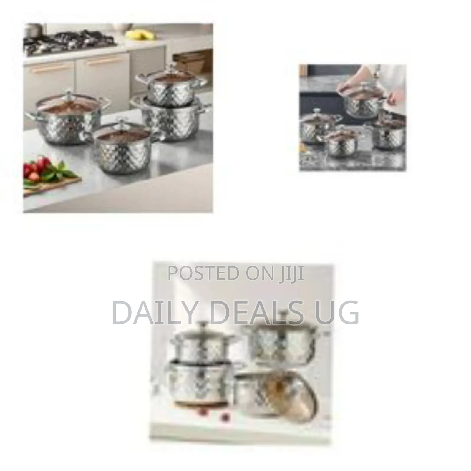 Stylish Quilted Pattern Stainless Steel Cookware Set With Tempered
