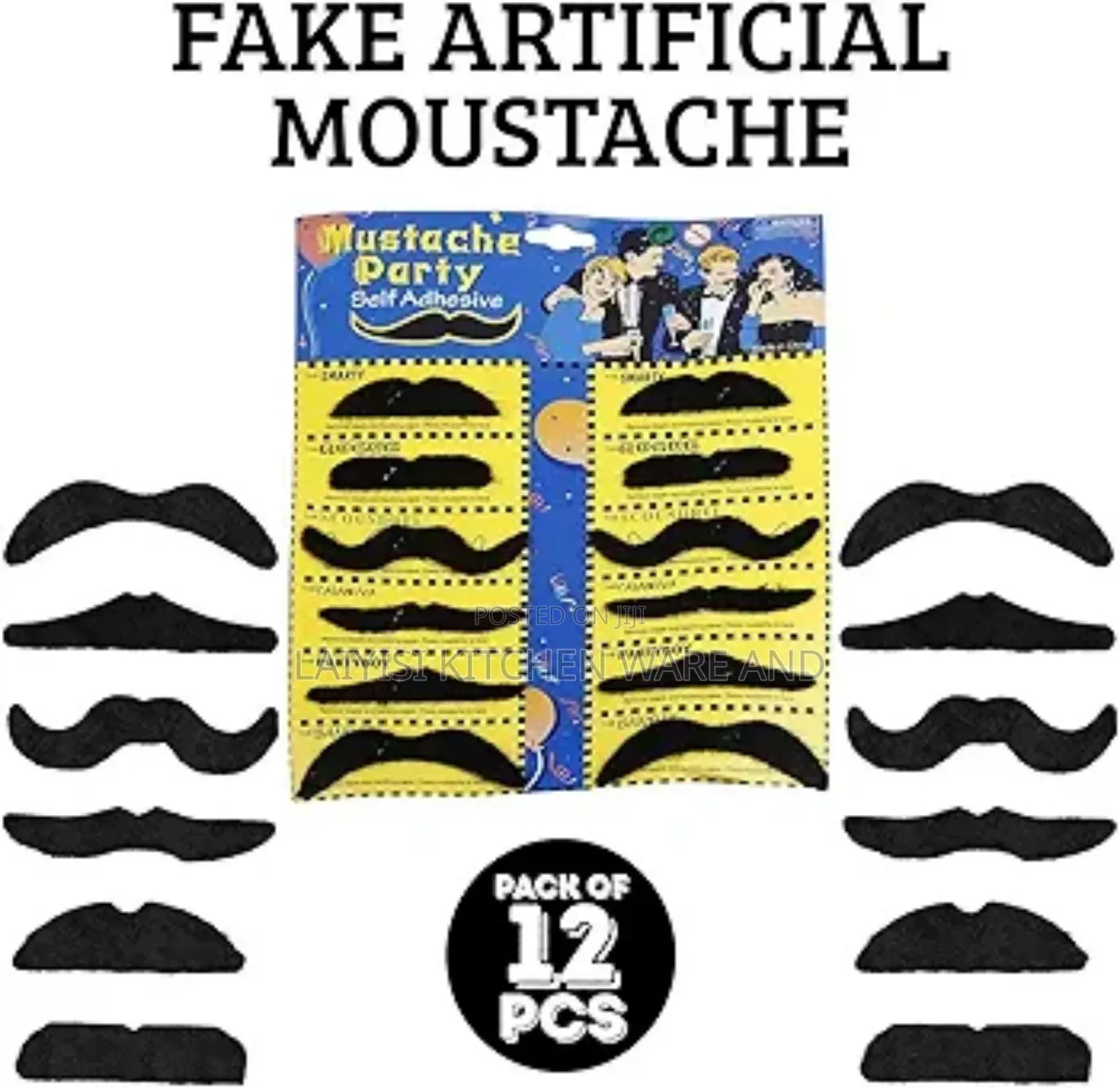 12-piece Fake Artificial Moustache Set – Fun Costume Party Props