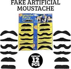 12-piece Fake Artificial Moustache Set – Fun Costume Party Props