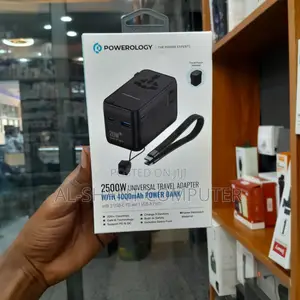 Powerology 2500w Travel Adapter With 4000mah Power Bank