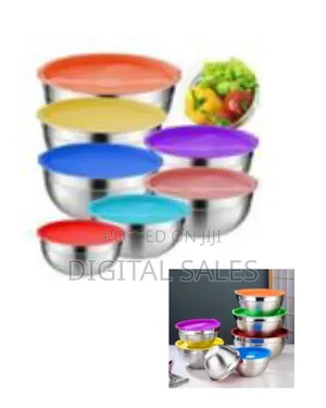 Set of 7 Stainless Steel Mixing Bowls With Colorful Lids