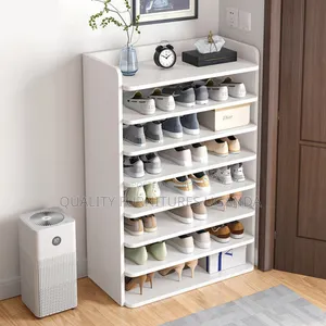 8 Tier White Wooden Shoe Rack