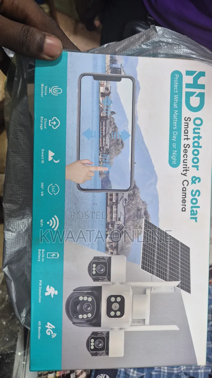 4g Sim Card Solar Powered Wifi Security Surveillance 360°Triple Camera