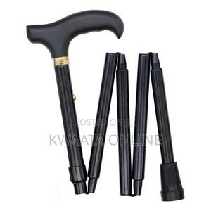 Folding Walking Stick Cane, T Handle Adjustable Height, Non-Slip Base
