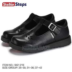 Pair of Stellar Steps Black Patent Leather Mary Jane School Shoes.