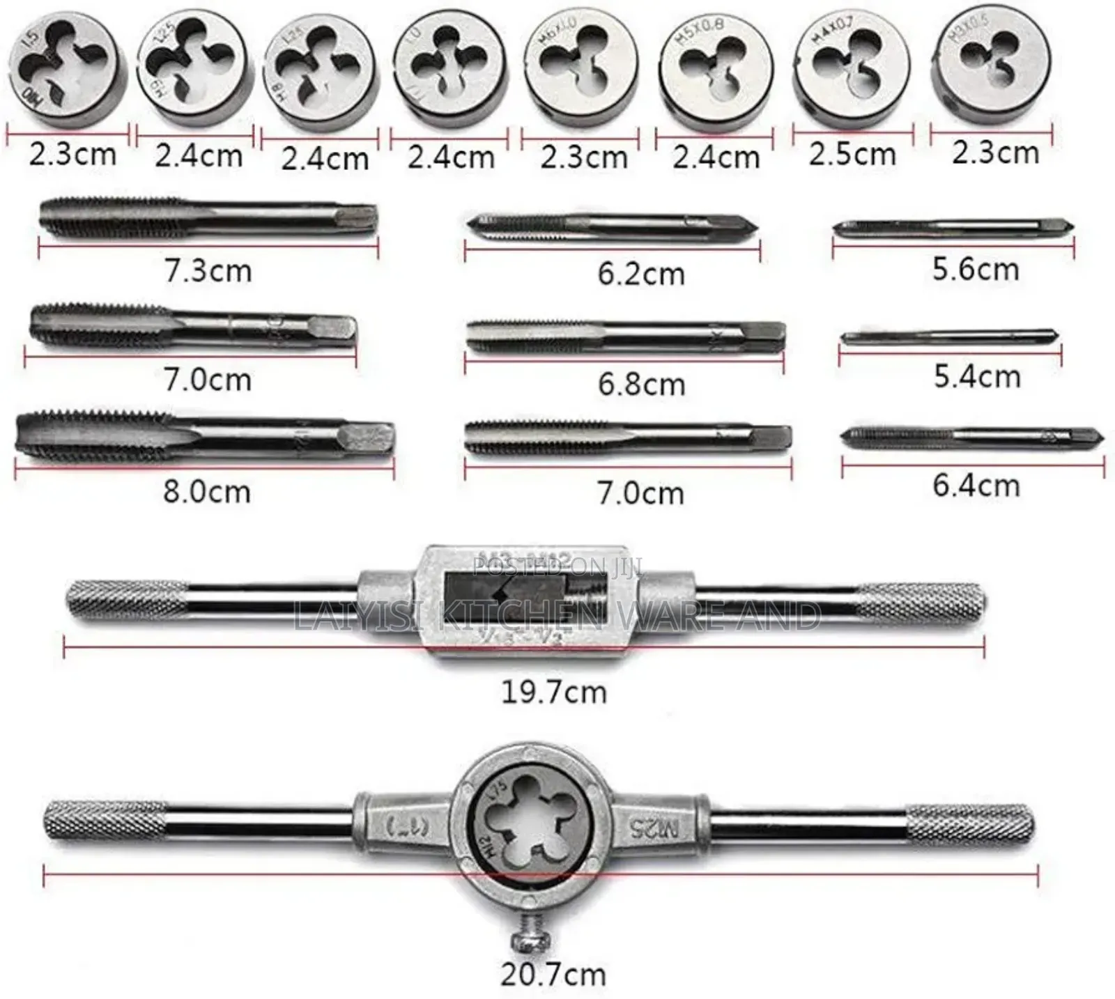 Taps Die Sets 12pcs Wrench Metric Screw Tools Hand Tap
