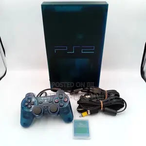 Ps2 Playstation 2 Console Ocean Blue SCPH-37000 Controller