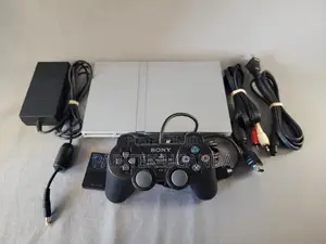 Sony Playstation 2 Ps2 Slim - SCPH-77001 - Silver - Cords