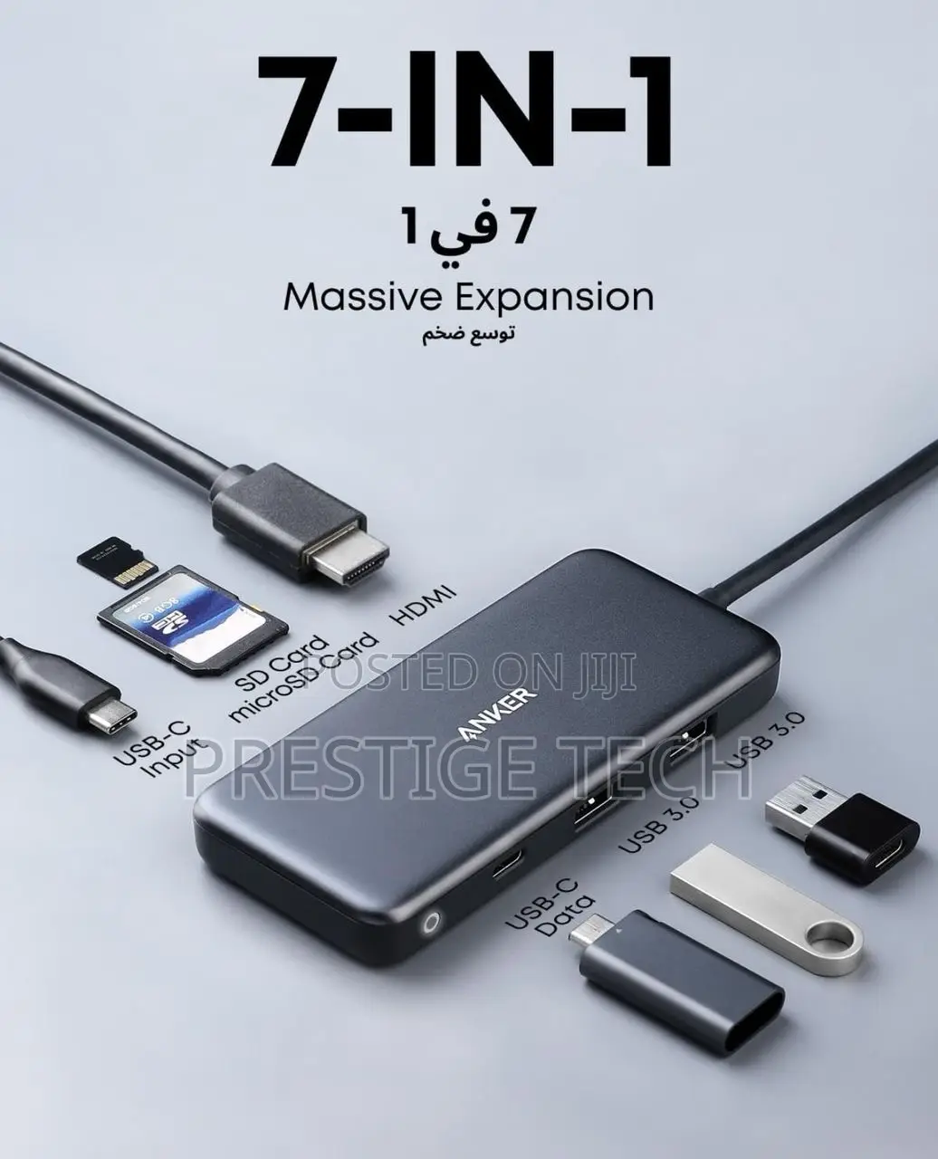 Anker 341 Usb C Hub 7in1 With 4k Hdmi, 100w Pd, Micro Sd Card Reader