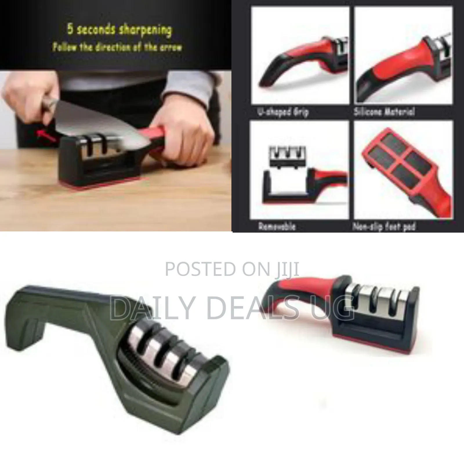 Professional Multi-Stage Manual Kitchen Knife Sharpener - Multicolor