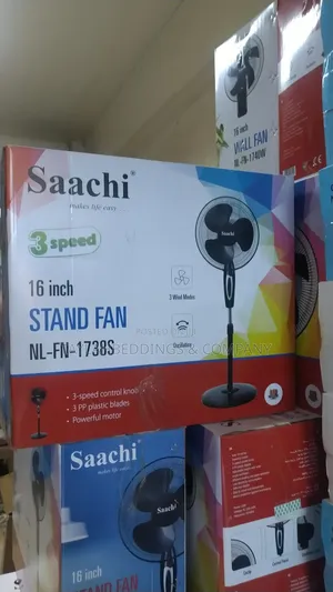 Saachi 16 Inch Stand Fan With Adjustable Height Plastic Blades