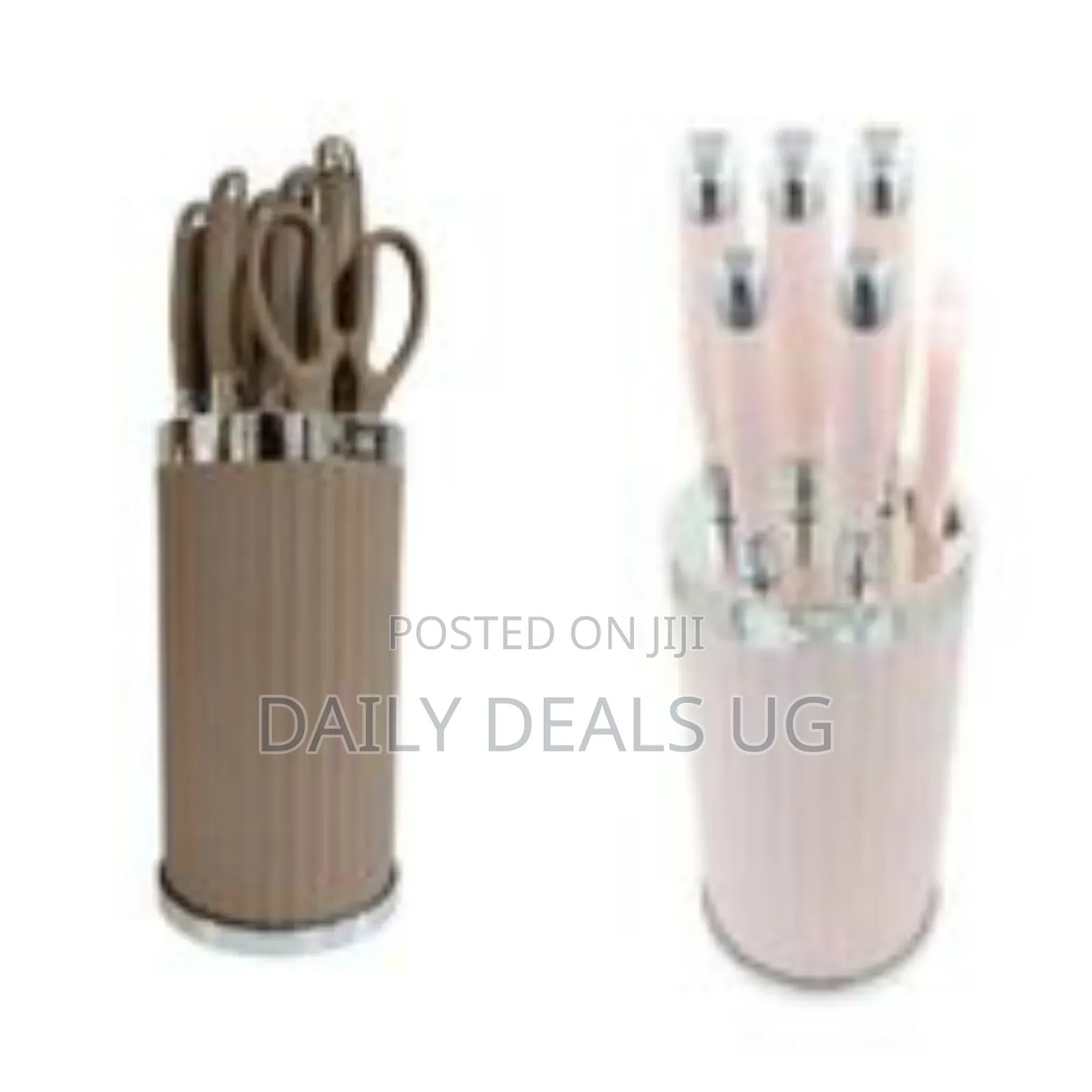 Contemporary Kitchen Cutlery Set With Storage Block - Multicolor
