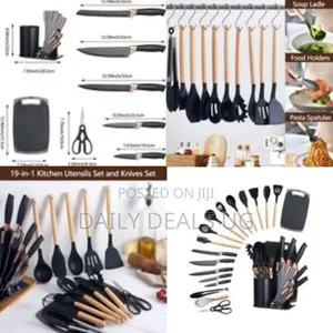 Comprehensive 24-Piece Kitchen Utensil and Knife Set With Storage