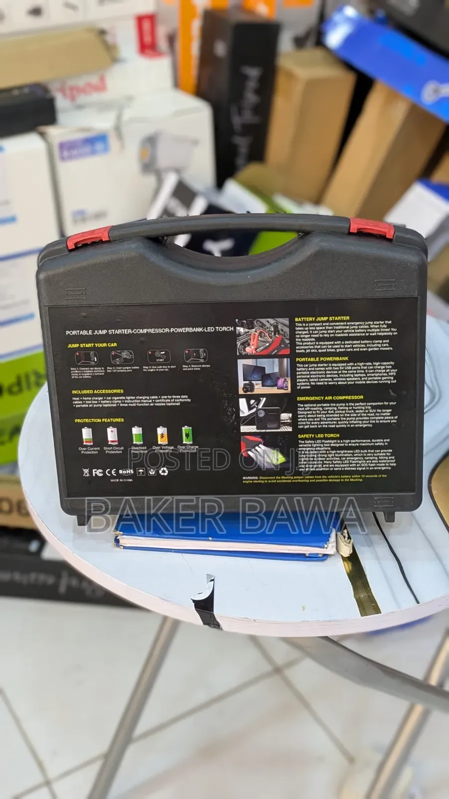 Portable Multi-Function Jump Starter and Air Compressor Kit.