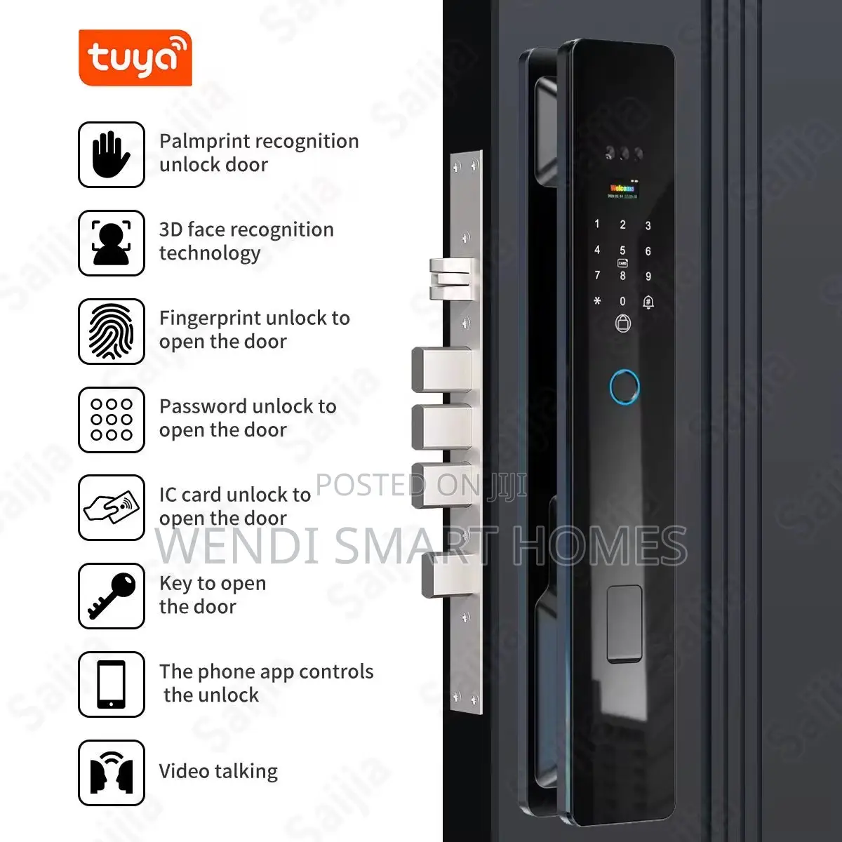 Tuya App 7 in 1 3d Face Recognition Smart Door Lock With Camera