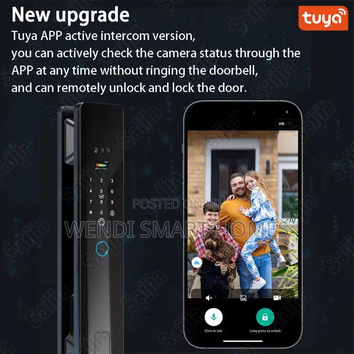 Tuya App 7 in 1 3d Face Recognition Smart Door Lock With Camera