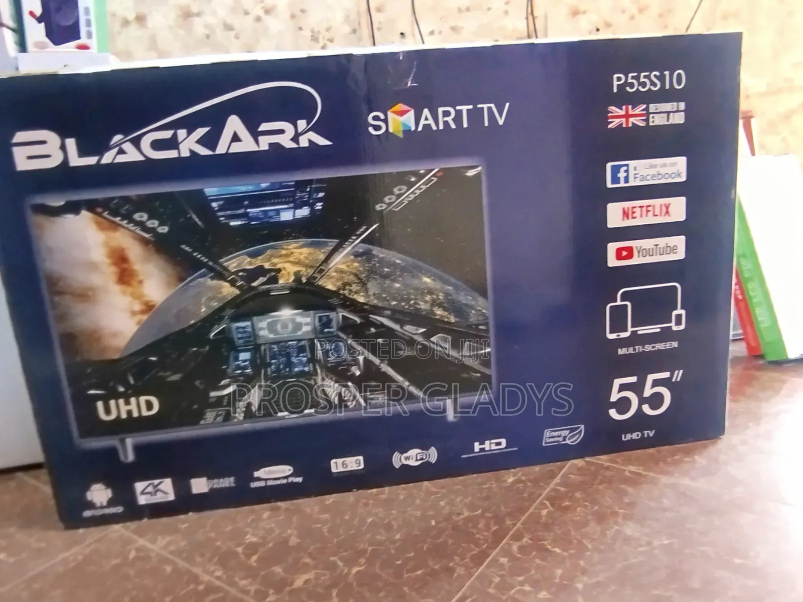 55 Black Ark Smart Android Digital Flat Screen Flameless.