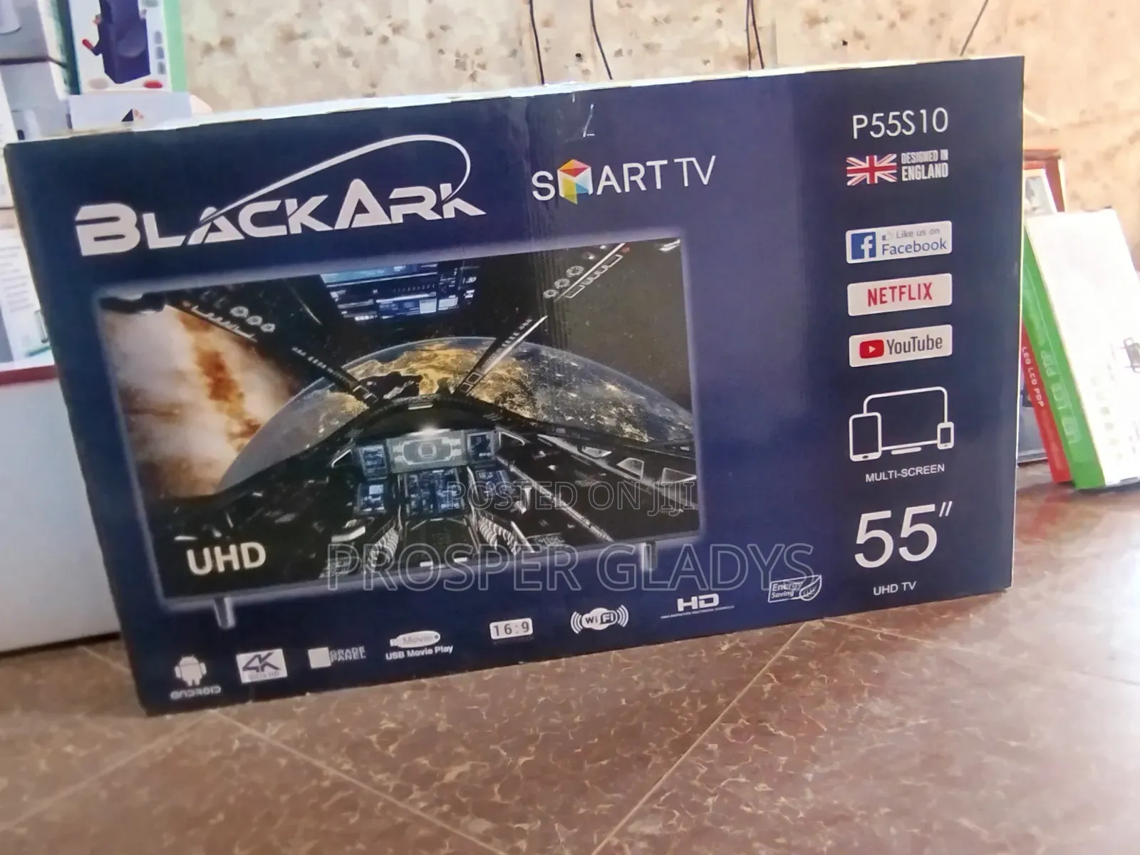 55 Black Ark Smart Android Digital Flat Screen Flameless.