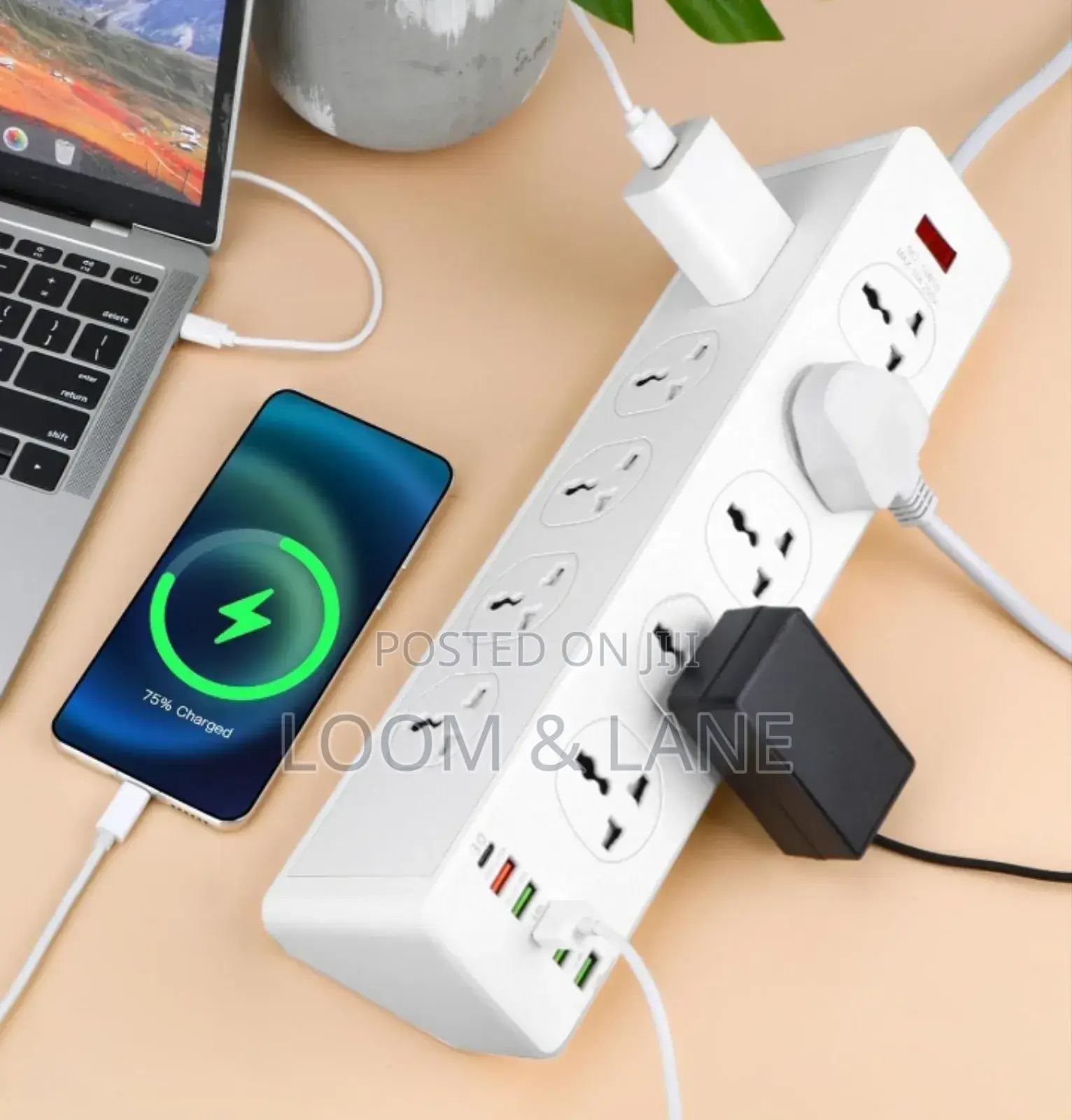 10 Ways Power Socket ,5 Usb-a ,1 Usb C,2m Cable Length