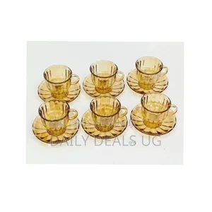 Vintage-Style Amber Glass Tea Set - Multicolor
