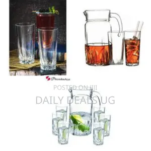 Elegant Glass Pitcher and Tumbler Set - Clear