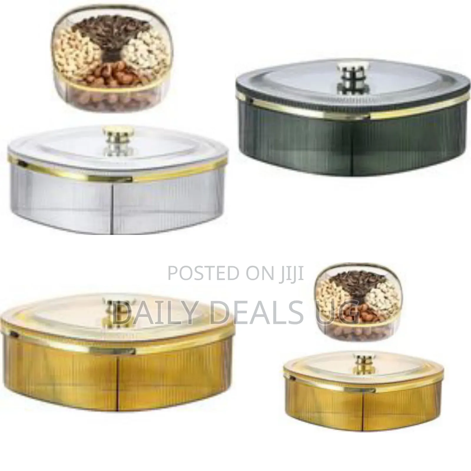 Elegant Multi-Compartment Snack Serving Tray With Transparent Lid