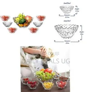 7-Piece Elegant Pressed Glass Serving Bowl Set - Multicolor
