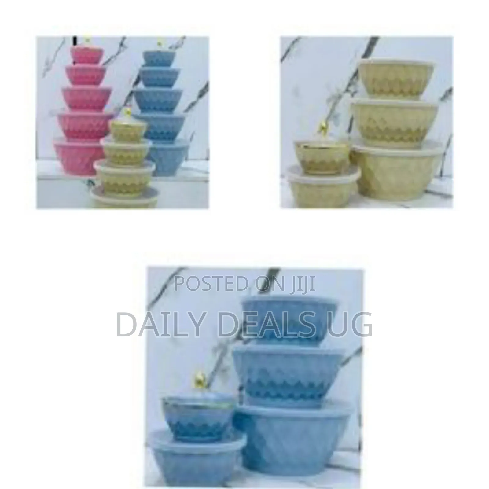 5-Piece Set of Textured Serving Storage Bowls With Lids