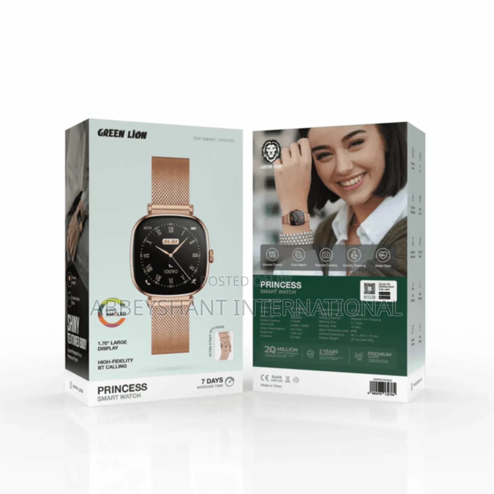Green Lion Princess Smart Watch/ Raise Wrist Wake Screen