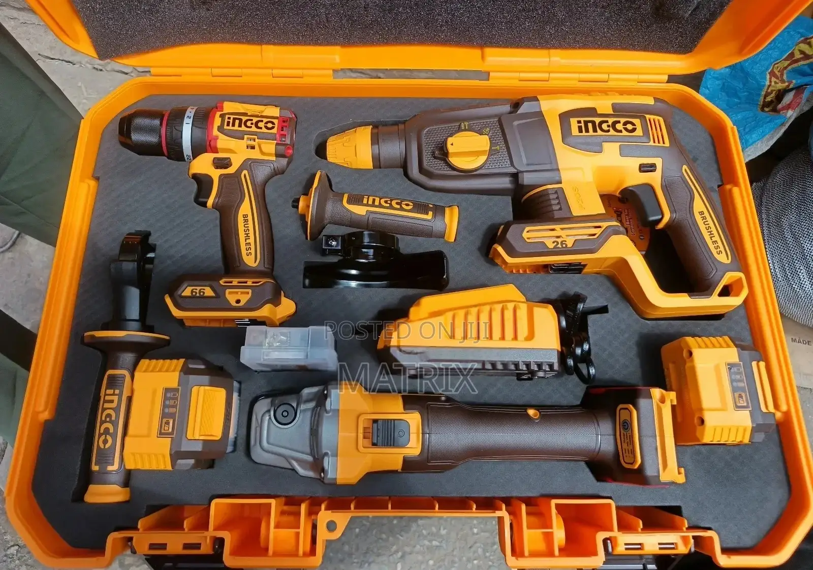 Ingco 3in 1 Cordless Tools Kit Grinder,Drill,Rotary Hammer
