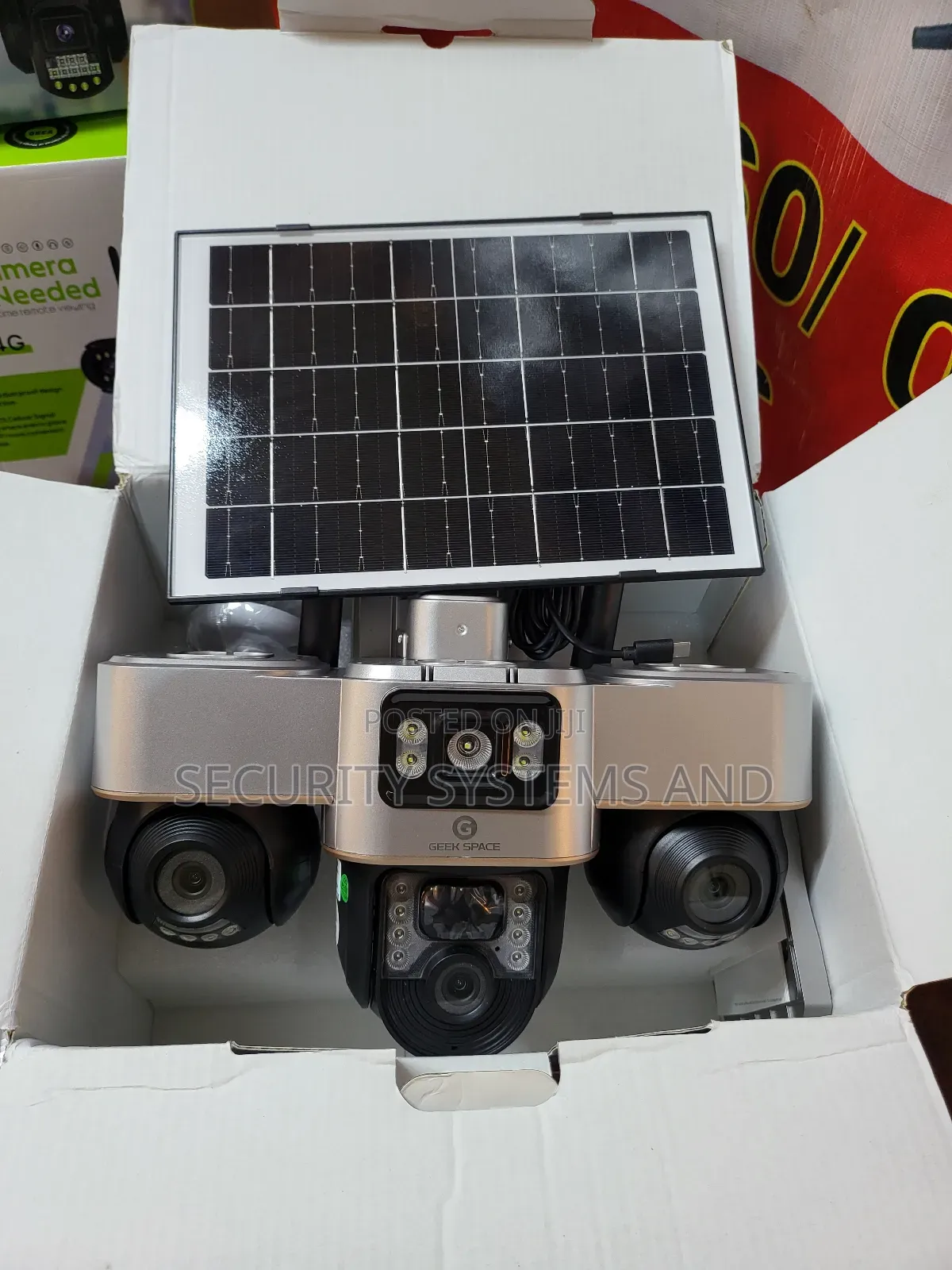 Solar Camera With Three Rotating Lens, Night Vision Motion Sensor