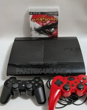 Ps3 Super Slim 250 Gb W/ 2 Controllers Gow3, Tested