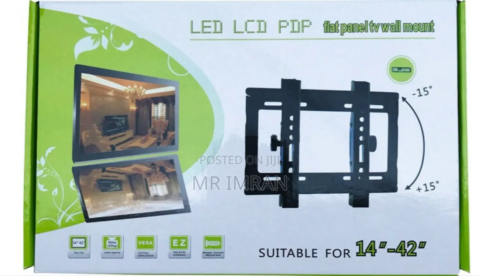 Universal Adjustable Tv Wall Mount Bracket For Flat Panel Displays.