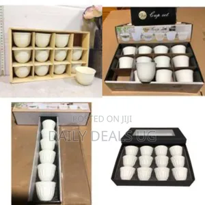 Elegant Set of 12 White Fluted Espresso/Coffee Cups