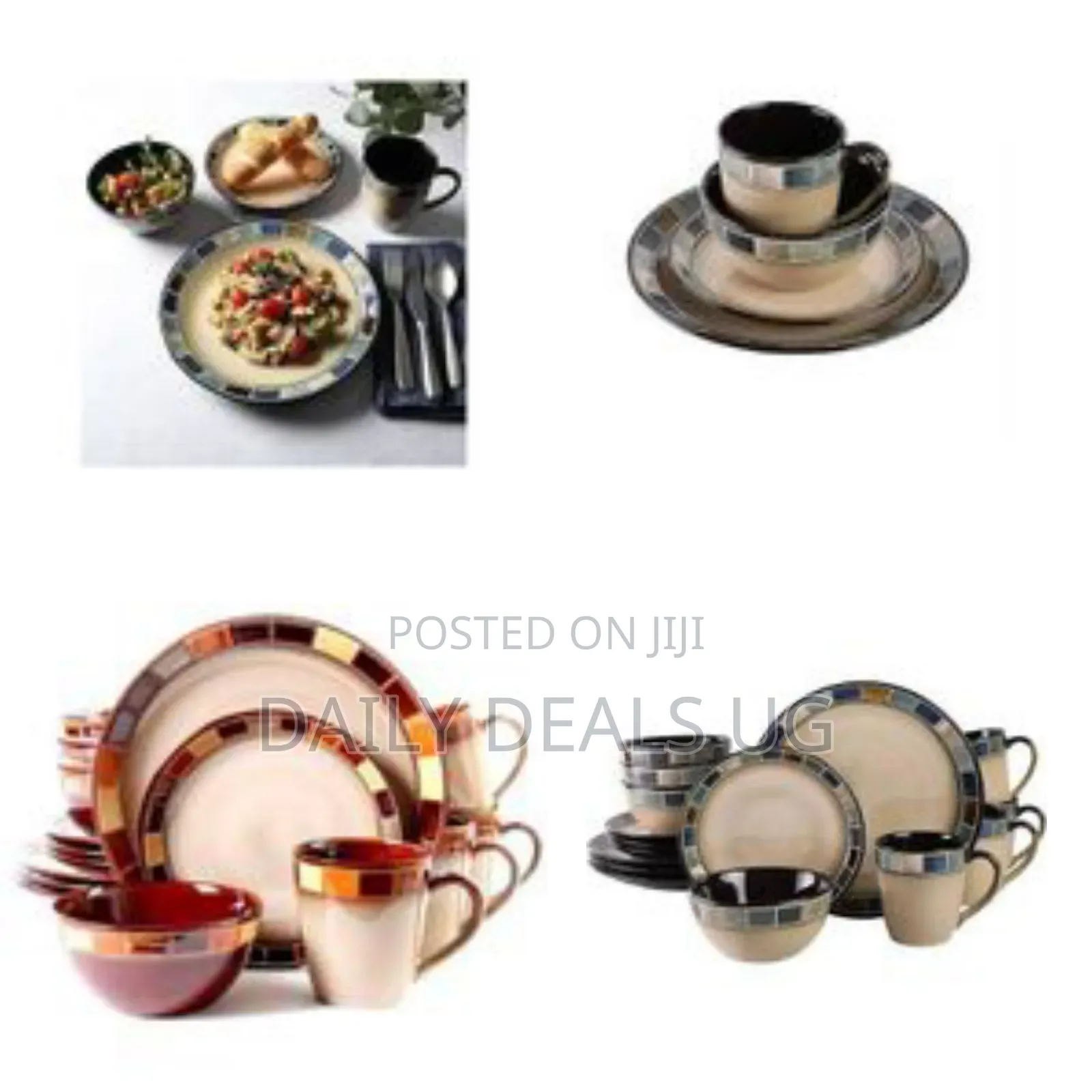 24 Piece Set of Ceramic Dinnerware. Includes 6 Bowls, 6 Saucers