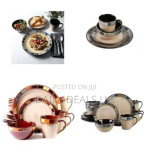 24 Piece Set of Ceramic Dinnerware. Includes 6 Bowls, 6 Saucers