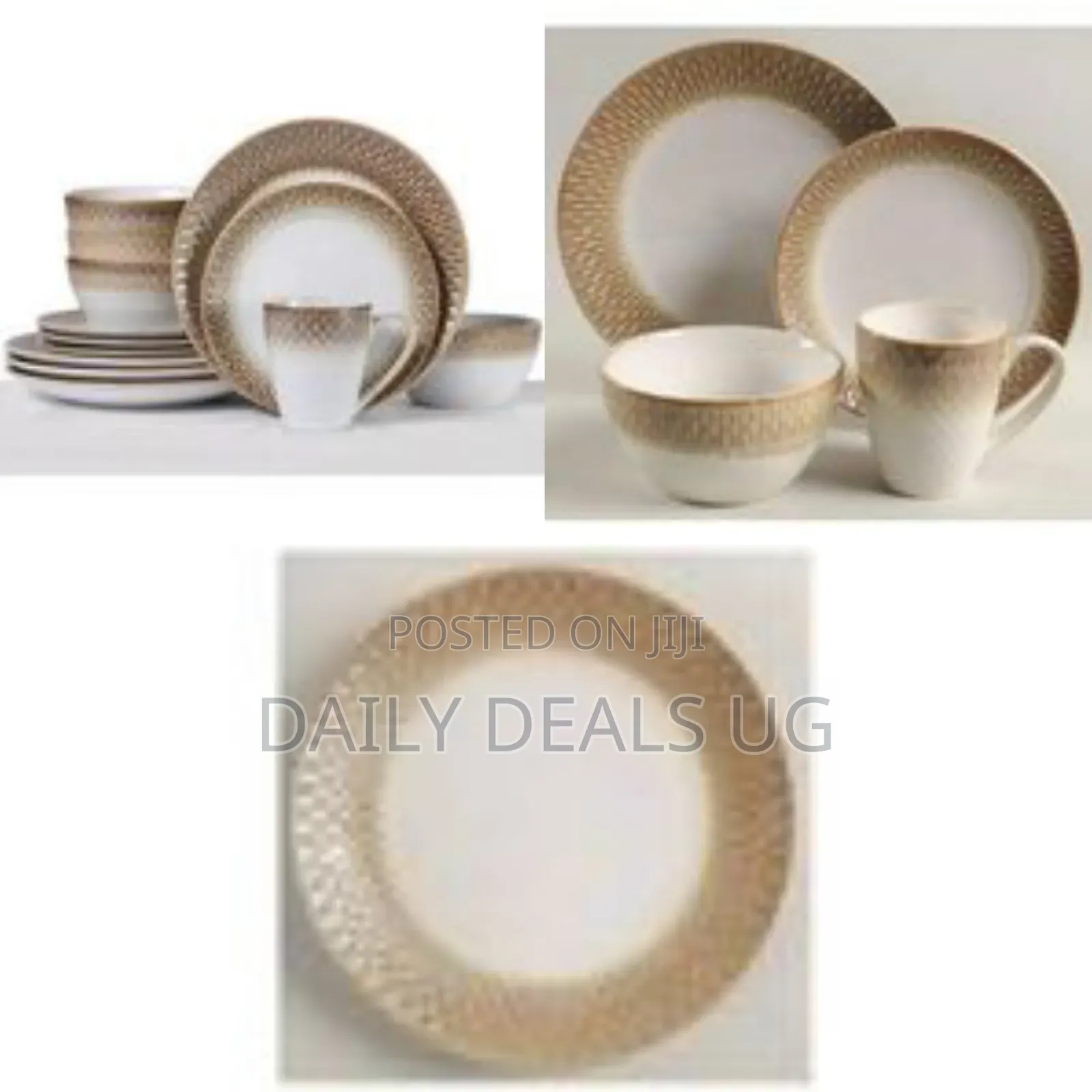 24 Pieces Ceramic Dinner Set - 6 Bowls, 6 Side Plates, 6 Dinner Plates