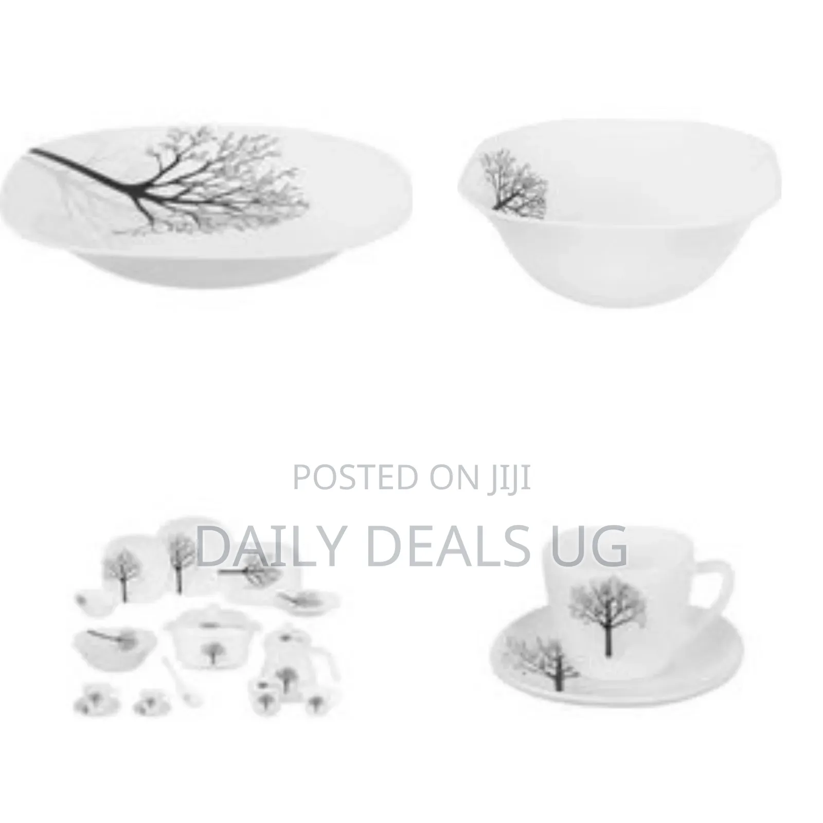 Modern Dinnerware Set With Black Tree Silhouette Design (40-Piece Set)